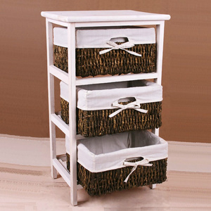 Compact Basket Storage Shelf 3 Maize Weave Drawers In Brown