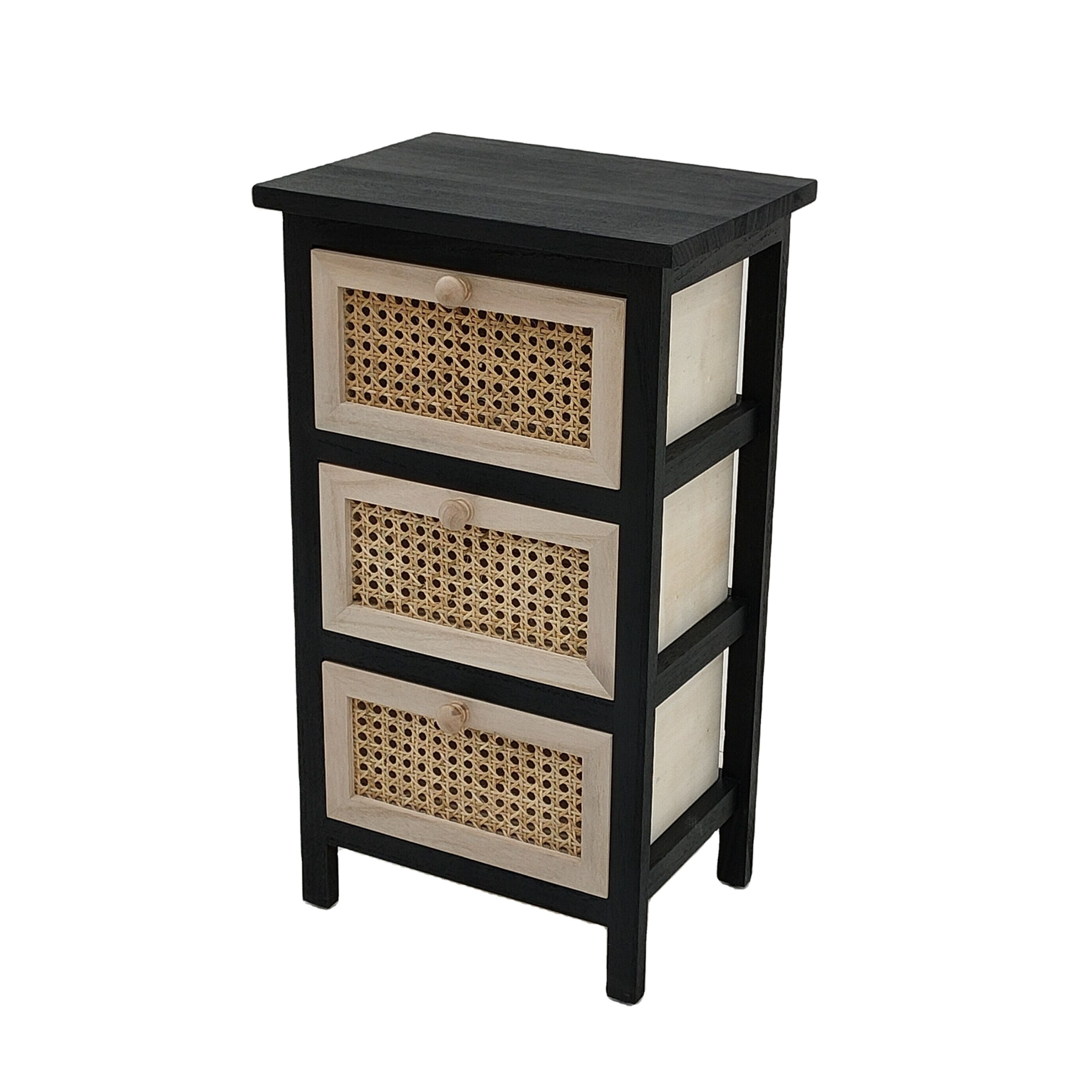 wholesale rattan wicker furniture cabinet with 3 baskets white