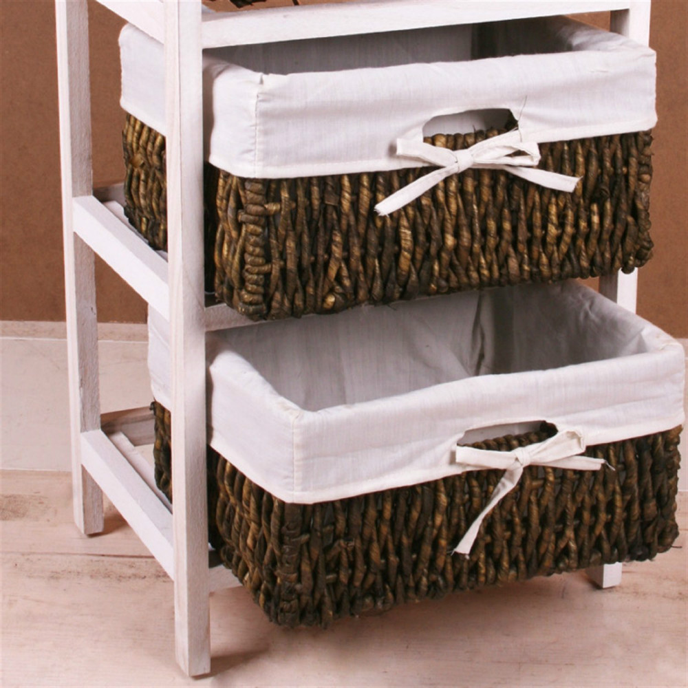 Compact Basket Storage Shelf 3 Maize Weave Drawers In Brown