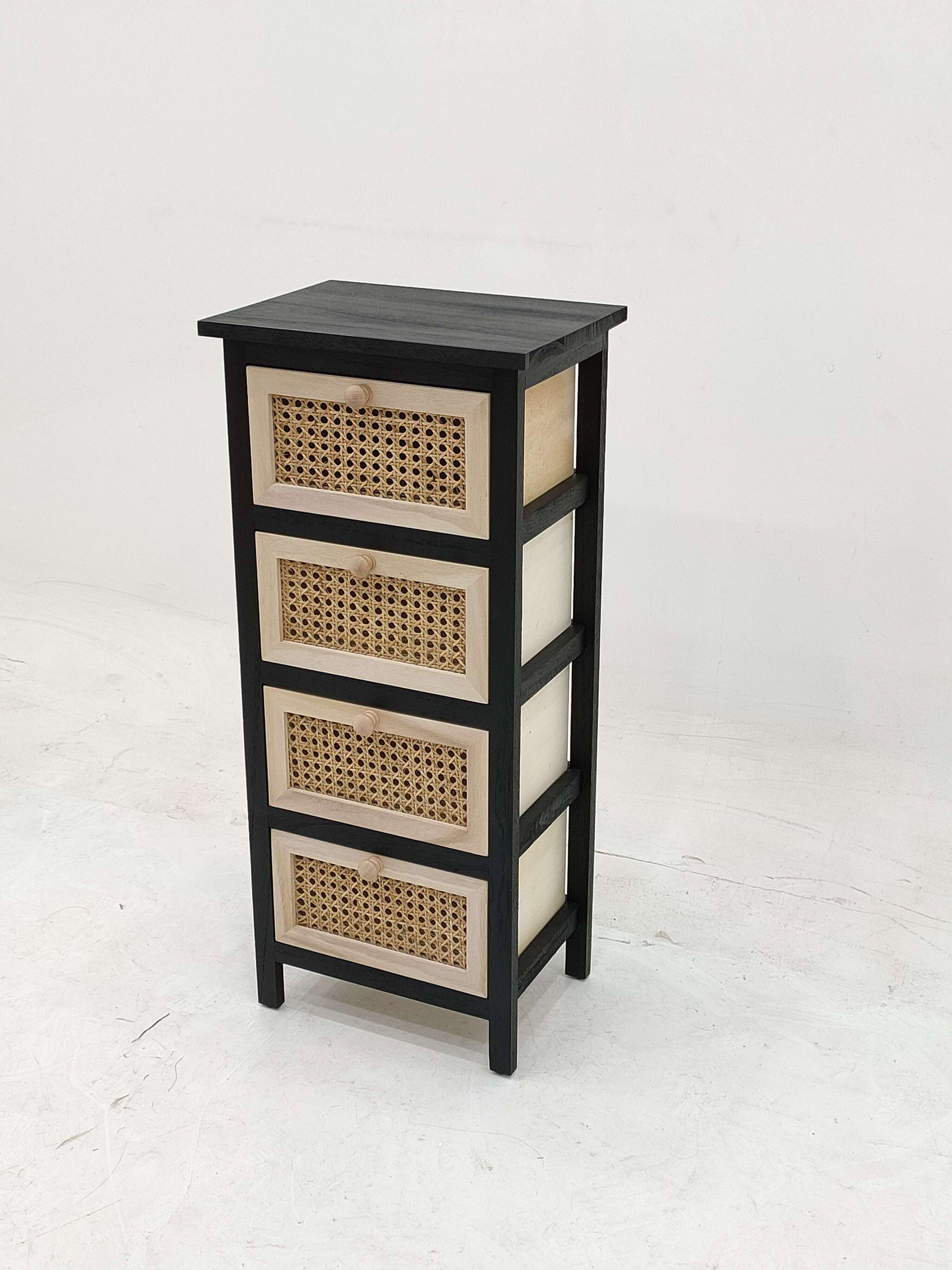 wholesale rattan wicker furniture cabinet with 3 baskets white