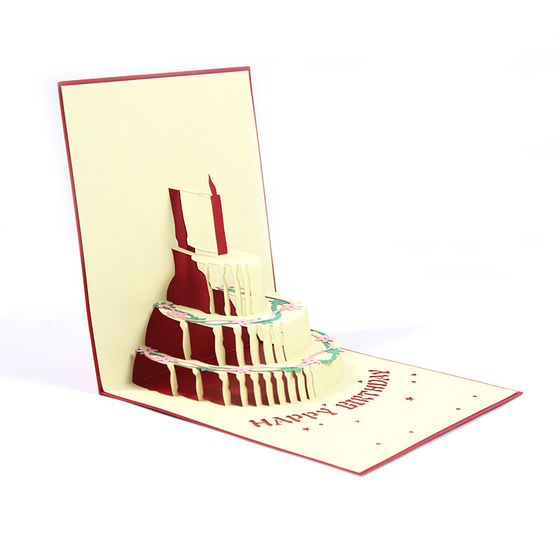 HXD birthday card warm LED light happy birthday card with music laser cut happy birthday greeting card 3D pop up