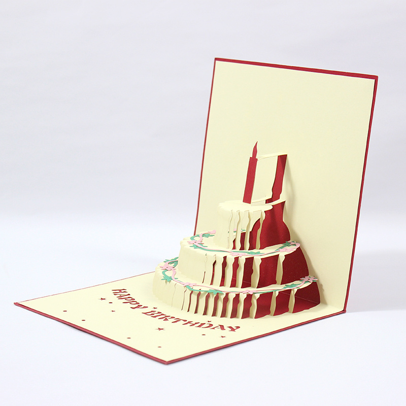 HXD birthday card warm LED light happy birthday card with music laser cut happy birthday greeting card 3D pop up