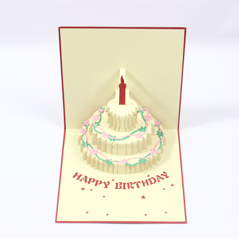 HXD birthday card warm LED light happy birthday card with music laser cut happy birthday greeting card 3D pop up