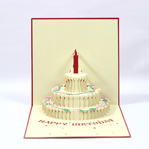 HXD birthday card warm LED light happy birthday card with music laser cut happy birthday greeting card 3D pop up