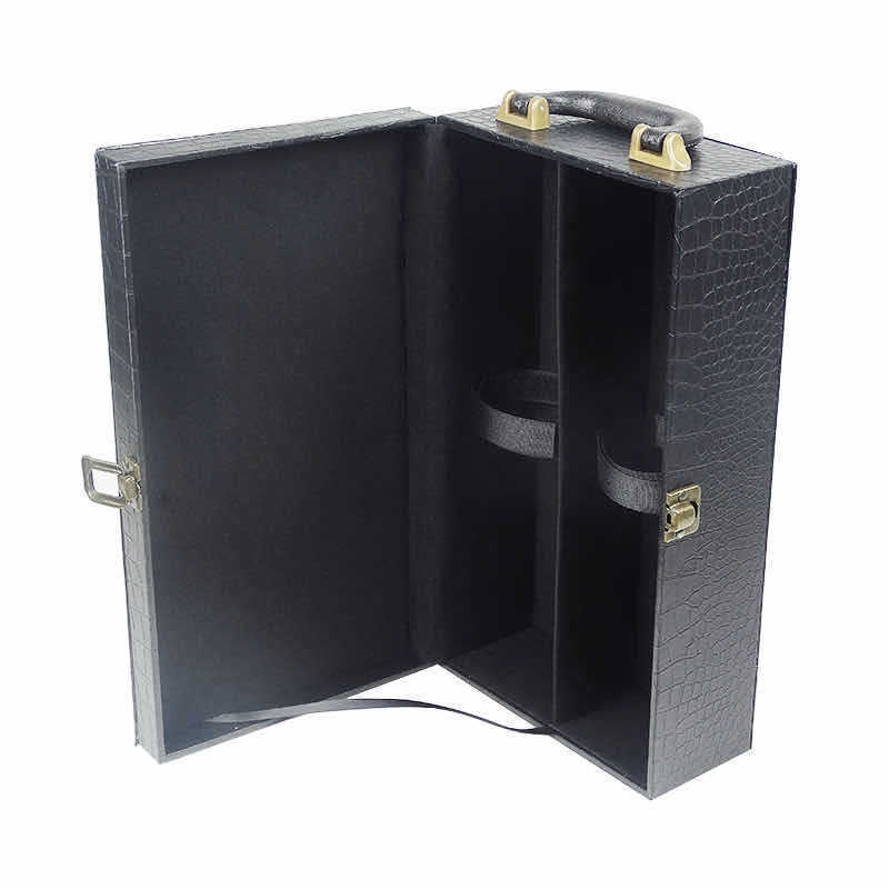 Customize packaging luxury PU leather gift 1 2 pcs glass wine box