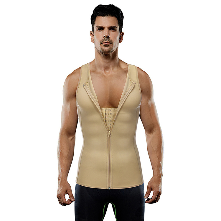 adjust hooks and zipper men tummy trimmer control waist trainer vest for lose weight