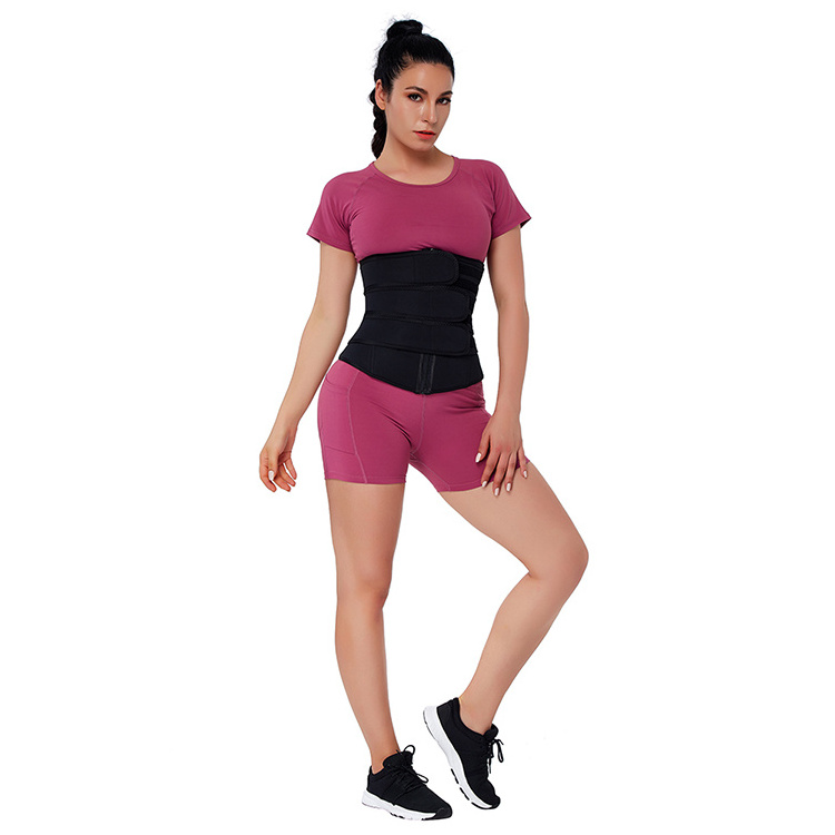 HEXIN High Quality Women Sauna Neoprene Three Belt Slimming Zipper Waist Trainers