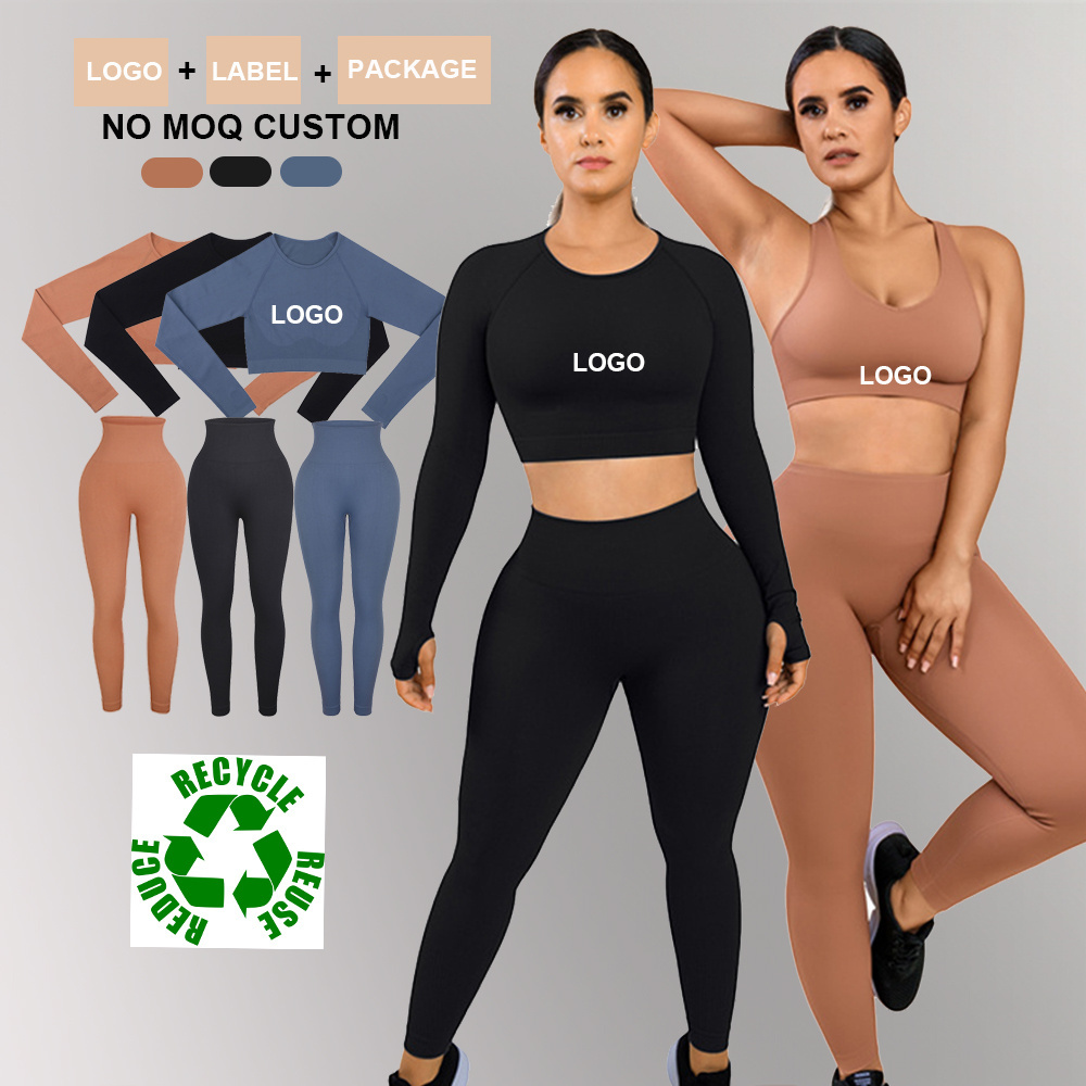 HOT SALE activewear ECO friendly wholesale recycled sportswear yoga two pieces women leggings yoga set gym yoga wear fitness set