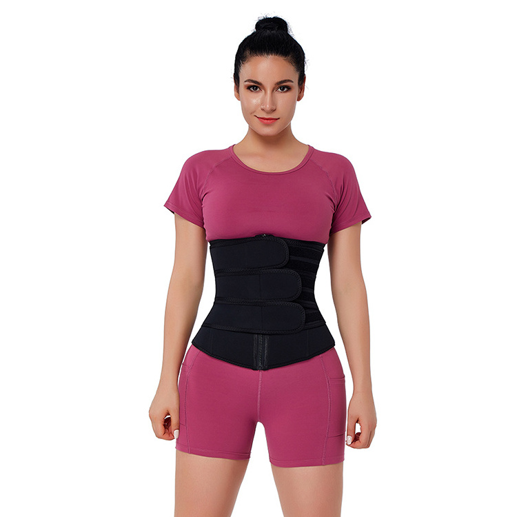 HEXIN High Quality Women Sauna Neoprene Three Belt Slimming Zipper Waist Trainers