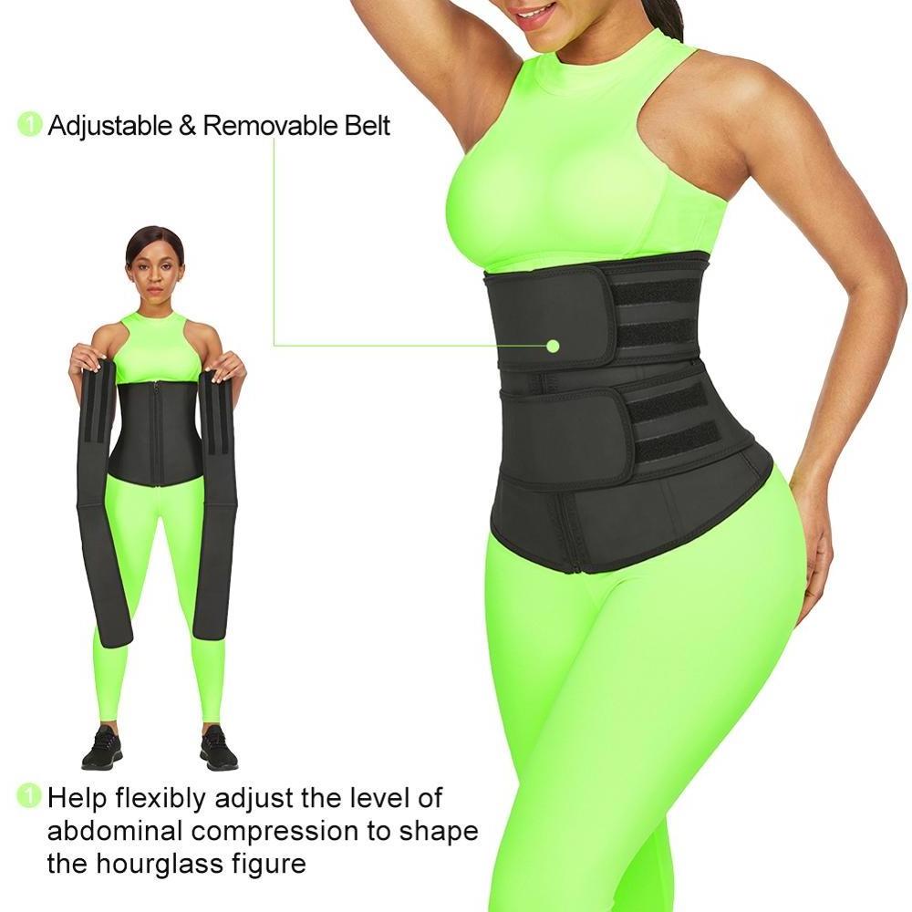 HEXIN Women Waist Trainer Detachable Double Body Shaper Waist Shaper 7 Steel Bones Colombian Girdles Butt Lift Corset