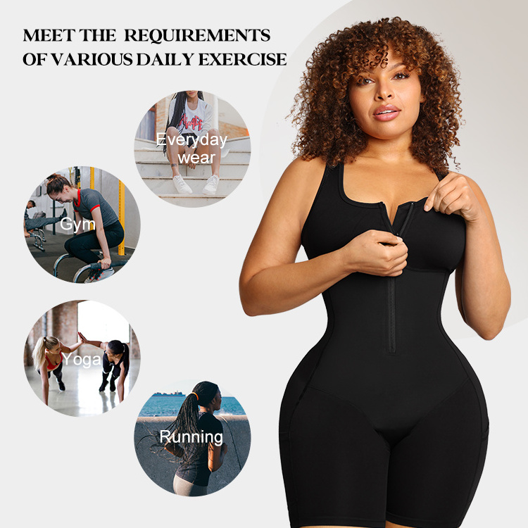 Wholesale Hexin Full Body Shaper High Compression Latex Tummy Trimmer Colombian Fajas for Post Surgery Shapewear with Pocket