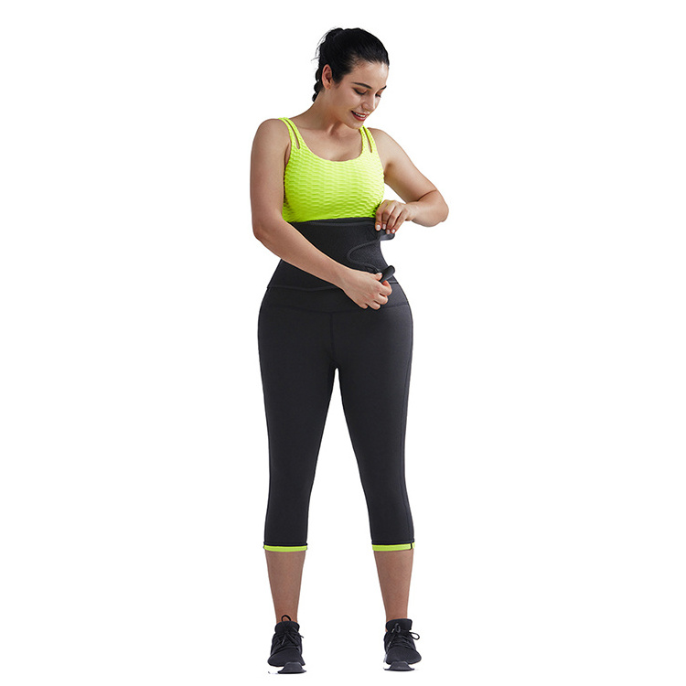 Dropshipping Women Neoprene Waist Pants With Adjustable Trimmer Belt For Weight Loss Waist Thigh Trainer High Waist Leggings