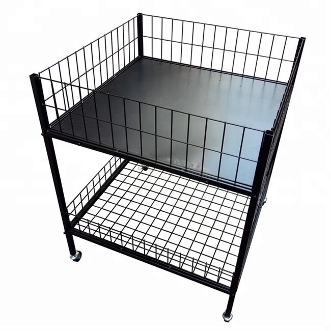 Metal square dump bin display shelf