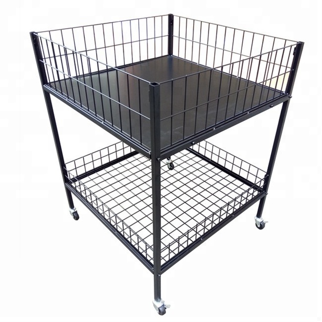 Metal square dump bin display shelf