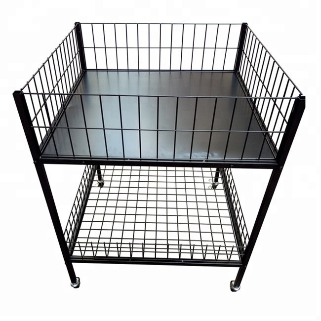 Metal square dump bin display shelf