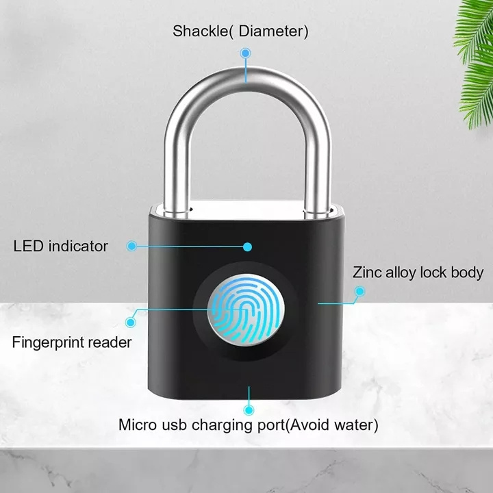 Mini Alloy Metal Candado Inteligente Suitcase Cabinet Luggage Lock Usb Rechargeable Digital Keyless Fingerprint Smart Padlock