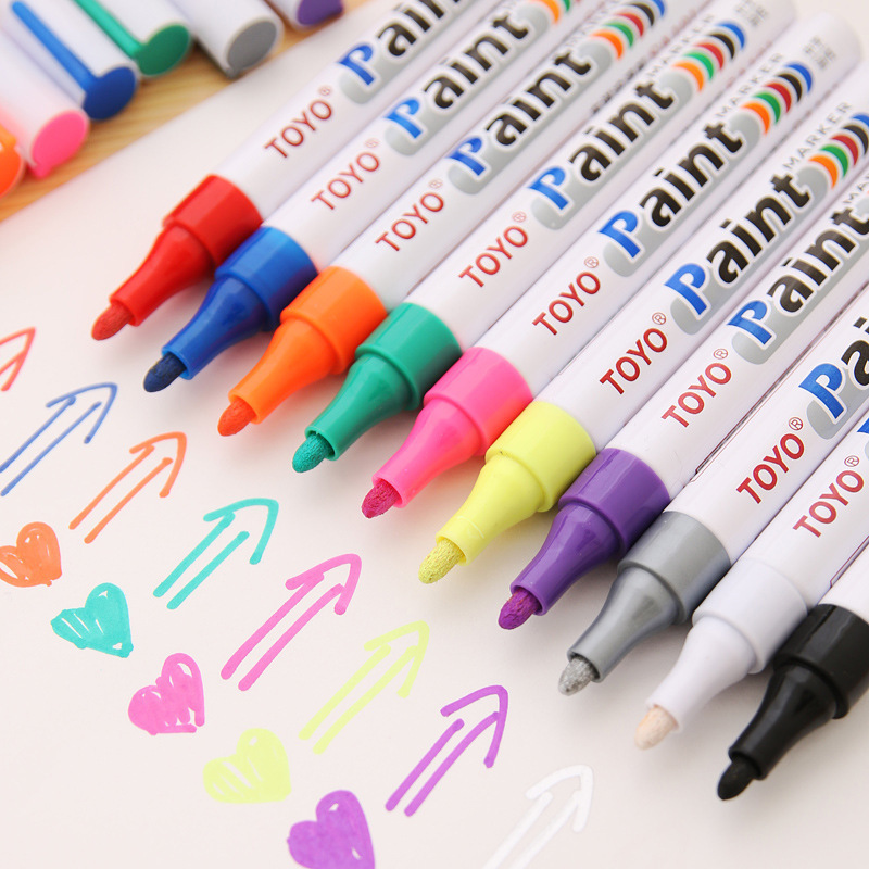 New Packing TOYO colorful paint marker pen DIY album graffiti pen car tyre paint marker