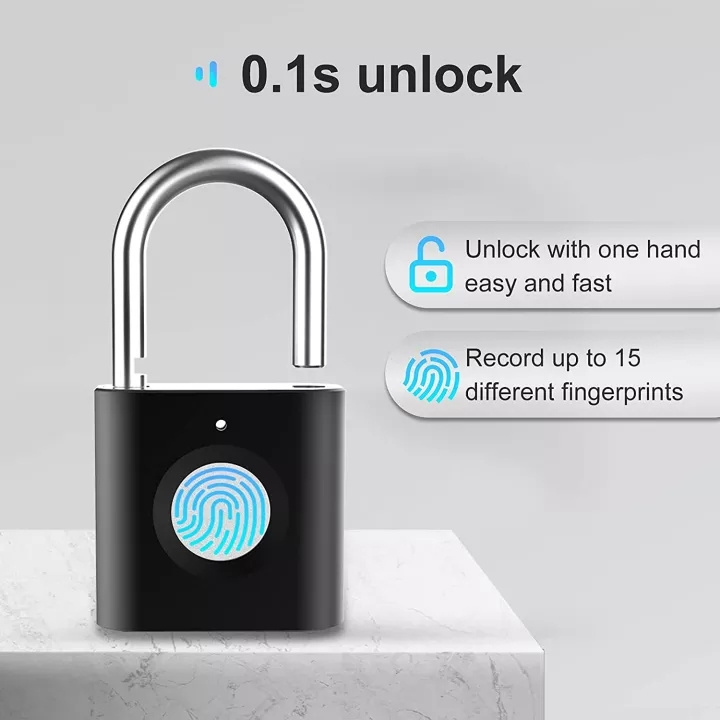 Mini Alloy Metal Candado Inteligente Suitcase Cabinet Luggage Lock Usb Rechargeable Digital Keyless Fingerprint Smart Padlock