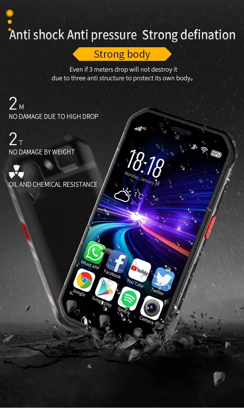 Model S10 Triple Proofing Phone 3GB+32GB Rugged Smart Waterproof Mini Mobile Android Phone