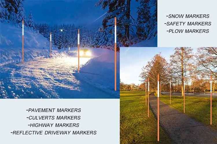 Low price high quality collapsible fiberglass snow stakes collapsible fiberglass driveway markers