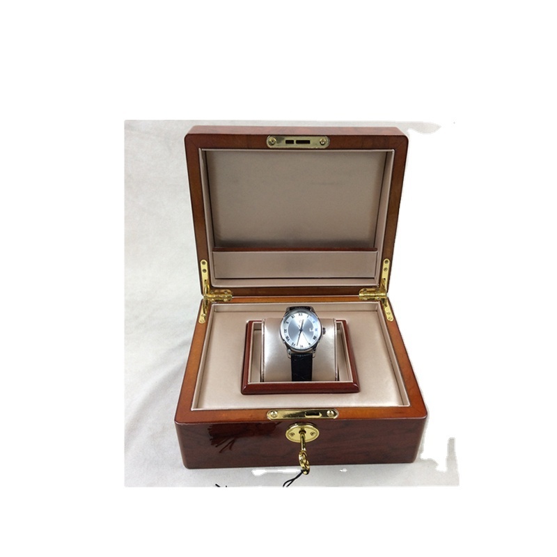 Piano lacquer wood grain Watch packaging boxe with key lock