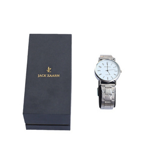 OEM Designed Custom Logo Blue Luxury Single Watch Gift Paper Packaging Box Wholesale Customize Man Watch Storage Box With Pillow