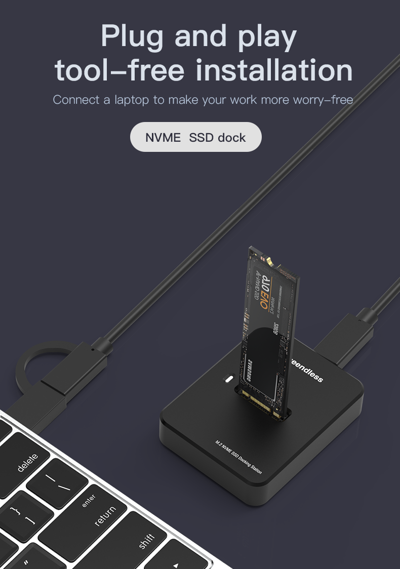 SATA SSD Docking Station M.2 NVME/SATA  10Gbps 900MS/s SSD Adapter Converter Type c USB 3.1 B