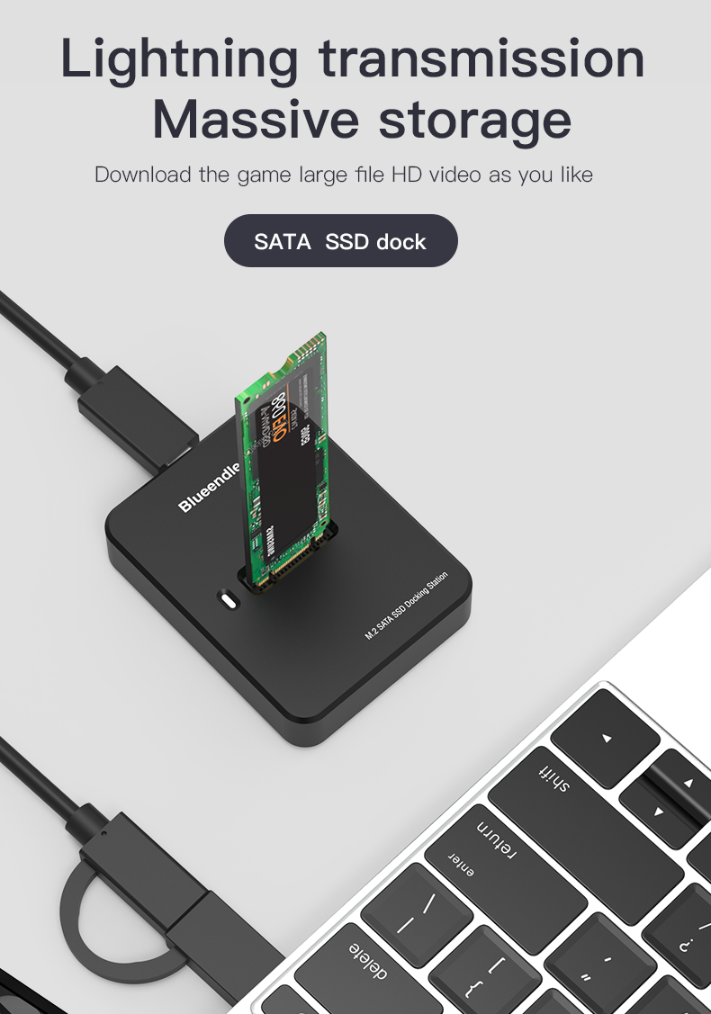 SATA SSD Docking Station M.2 NVME/SATA  10Gbps 900MS/s SSD Adapter Converter Type c USB 3.1 B