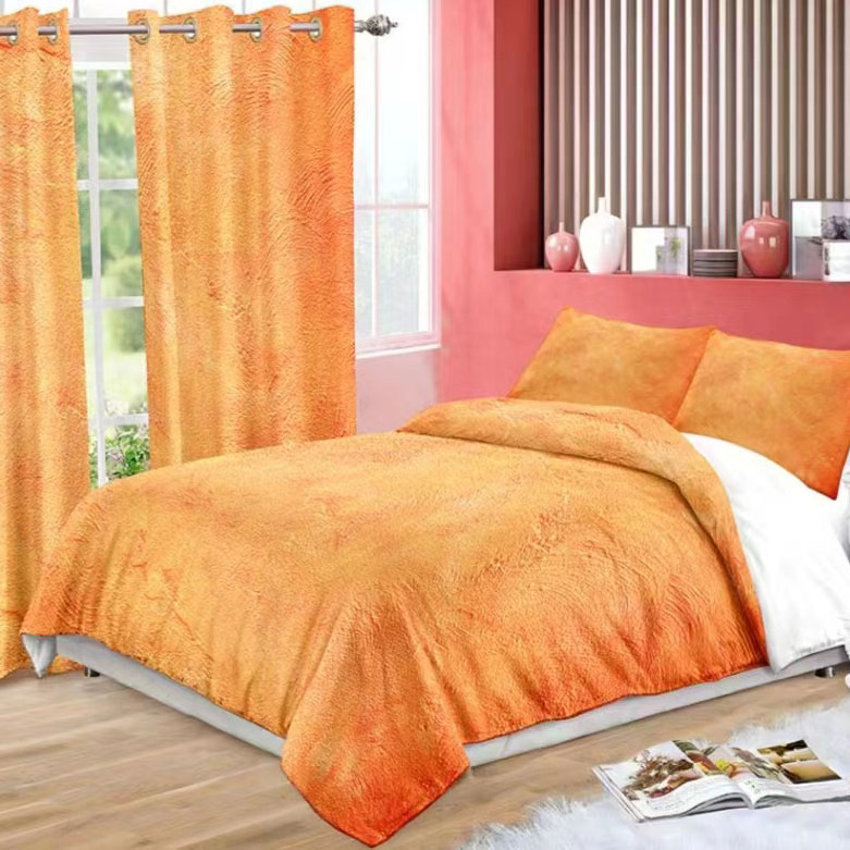 New Design All Season Luxury  Fashion 3D Customized Digital Printing Pattern 100% Polyester Bedding Set with Curtains