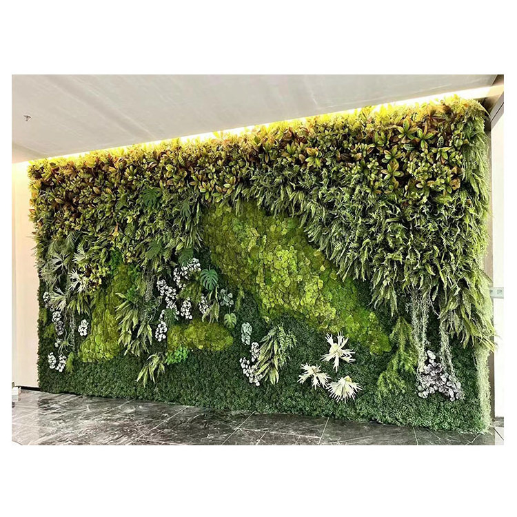 Vertical Garden Green Artificial Plant Wall Decor Artificial Moss Rocks Decorative Moss Wall Panel Faux Green Moss