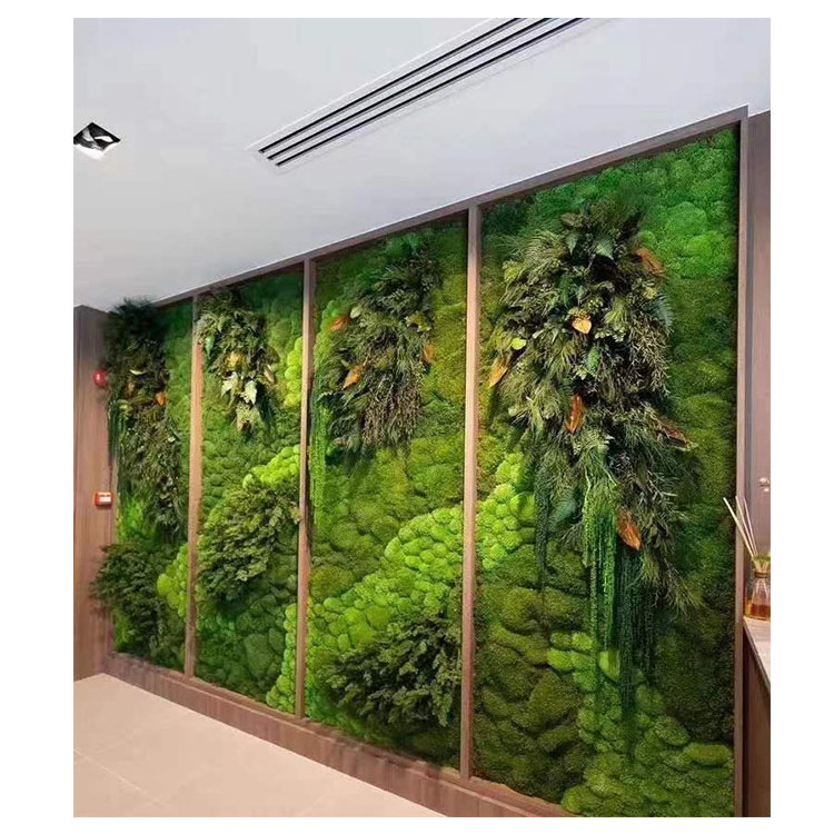 Vertical Garden Green Artificial Plant Wall Decor Artificial Moss Rocks Decorative Moss Wall Panel Faux Green Moss