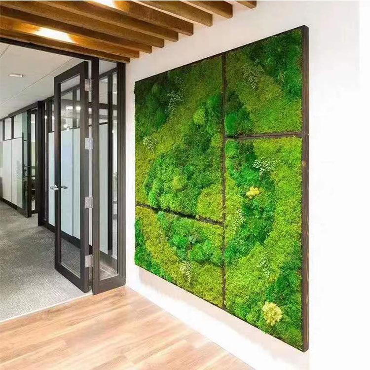 Vertical Garden Green Artificial Plant Wall Decor Artificial Moss Rocks Decorative Moss Wall Panel Faux Green Moss