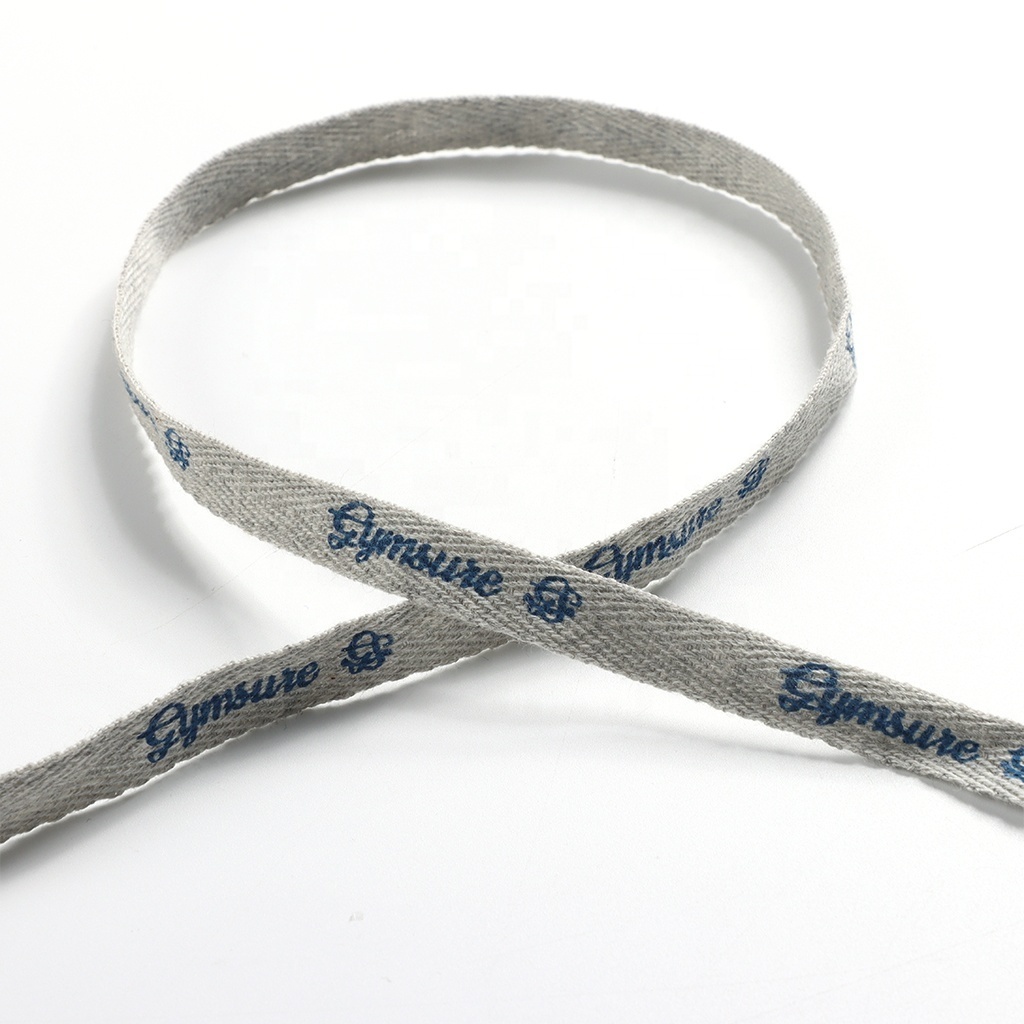 1CM Natural Herringbone Twill With Logo Printed Custom Logo Polyester Webbing Strap