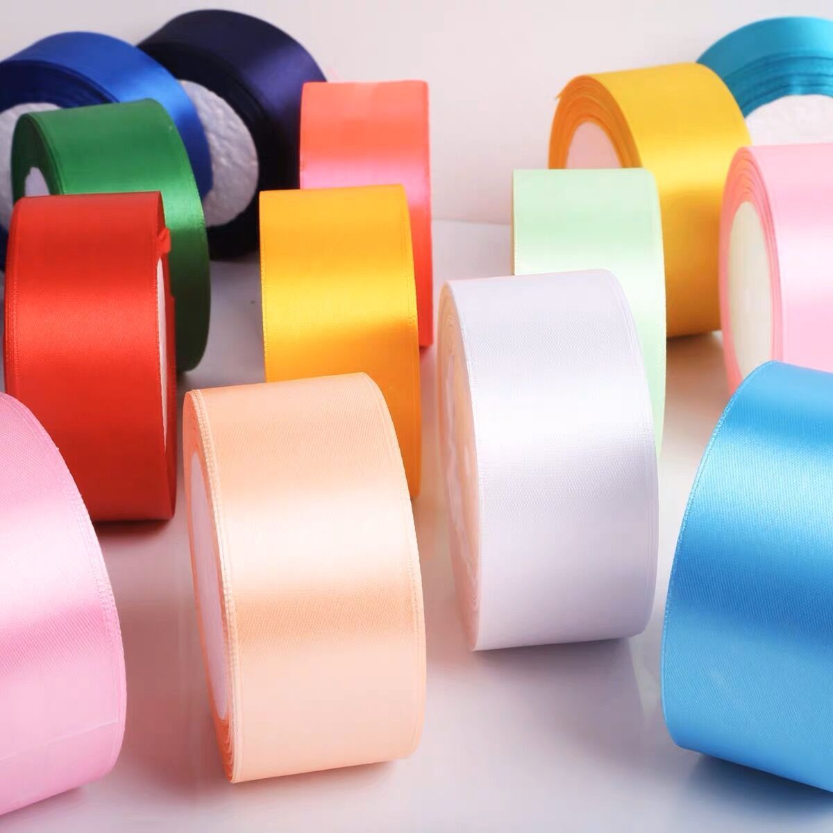 1.5inch Fabric Satin Metallic Glitter Decorative Polyester Christmas gift Ribbon  for Flower  Crafts Bows Wedding