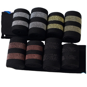 Factory High-quality Glitter Stripped Custom Nylon High-elastic Gold Elastic Band For Underwear Pant