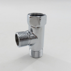 G1/2" Diverter Valve, Traditional Metal Shower Arm Brass Diverter T-Adapter Valve 3-Way Tee Connector for Handheld Bidet and Spr