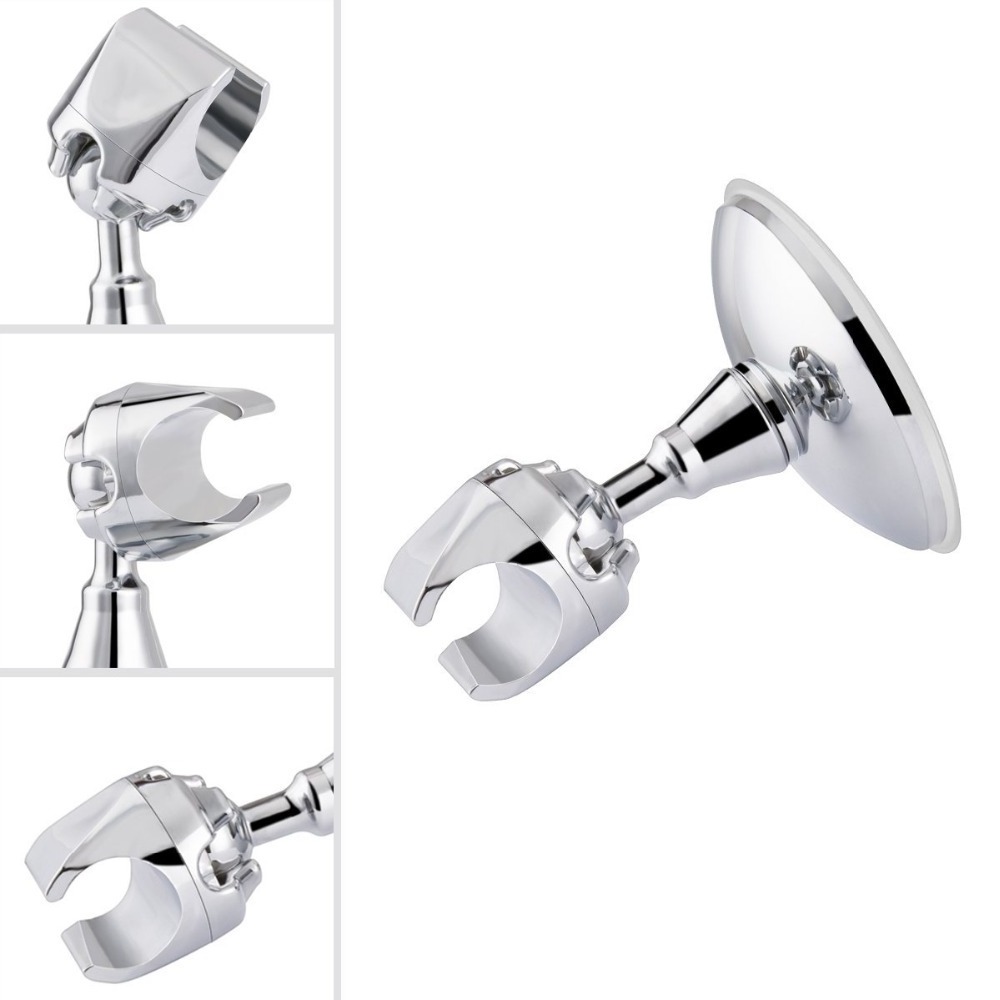 Vacuum Suction Cup Shower Head Wall Mount Holder, No Drill Removeable Handheld Bathroom Showerhead Bracket,Chrome Polished