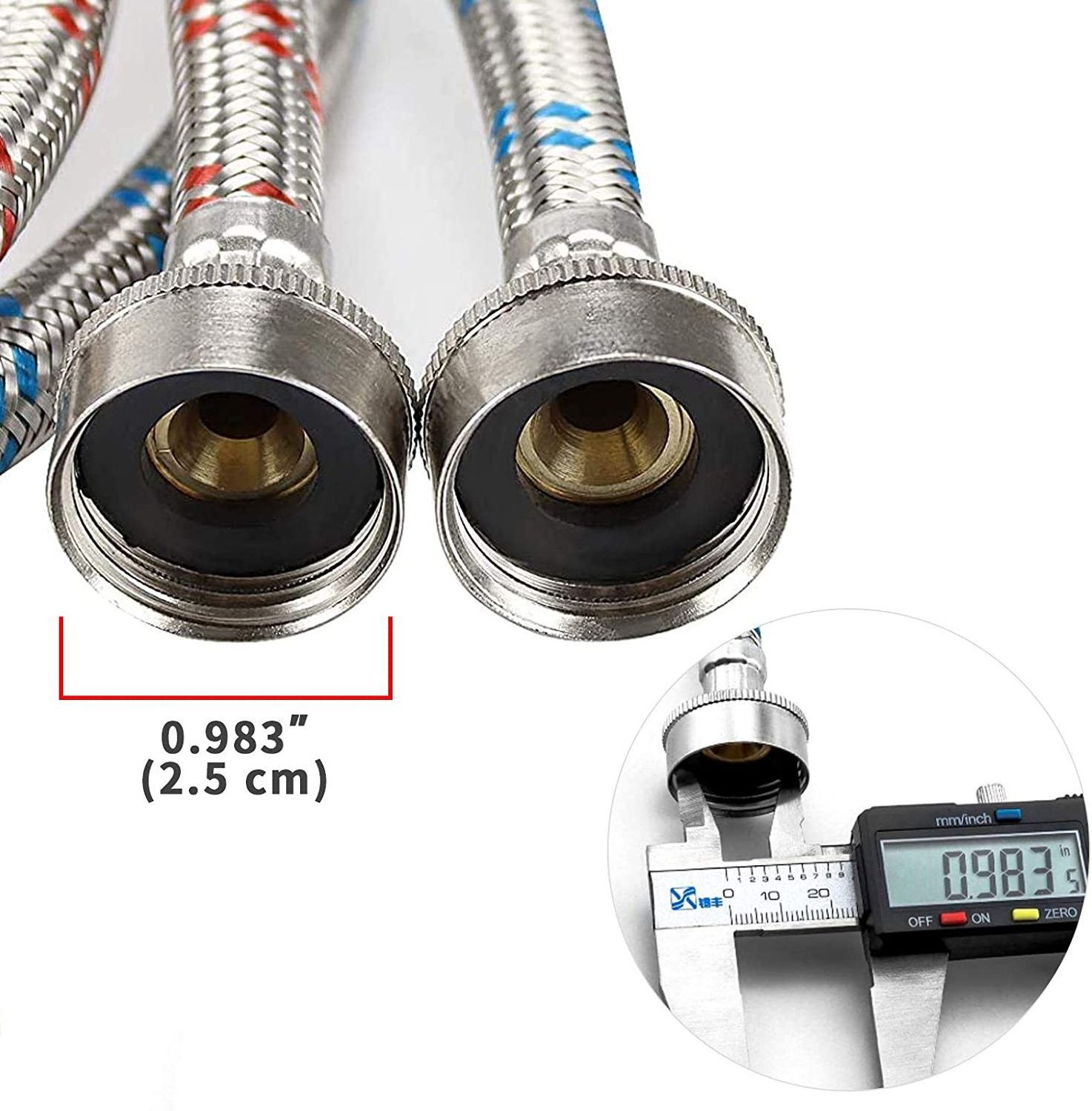 Stainless Steel Washing Machine Hose, 6ft Long Washer Hose with 90 Degree Elbow,Burst Proof Hot and Cold Water Connection Inlet HXJ