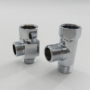 3 Way Diverter - Hose Fitting Tee 1/2" Brass Chrome T Shape Adapter Connector for Angle Valve Hose, Bath Shower Arm, Toilet Bide