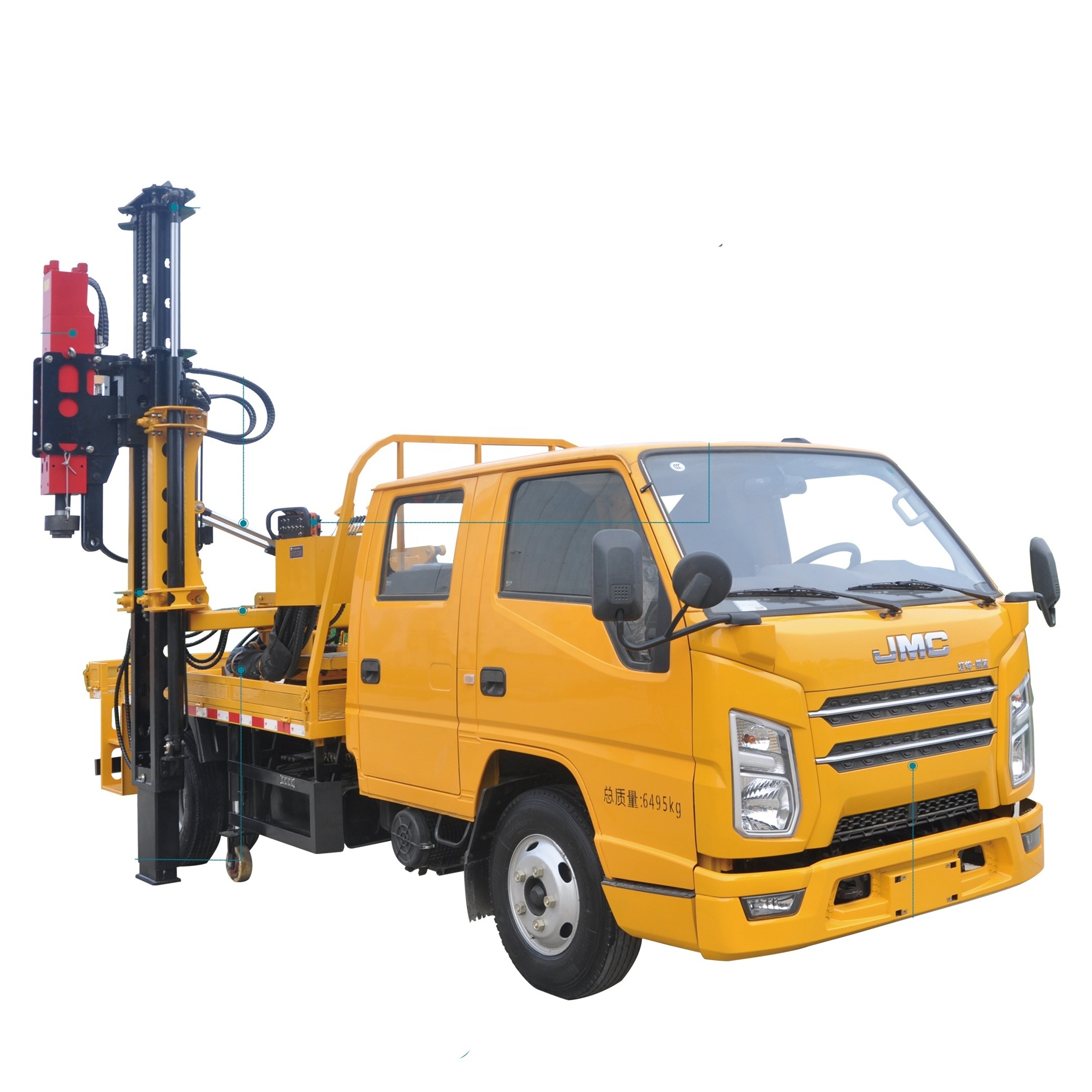 With YC260 hydraulic hammer for highway guardrail post  installation, Hengxing Truck mounted ramming  machine