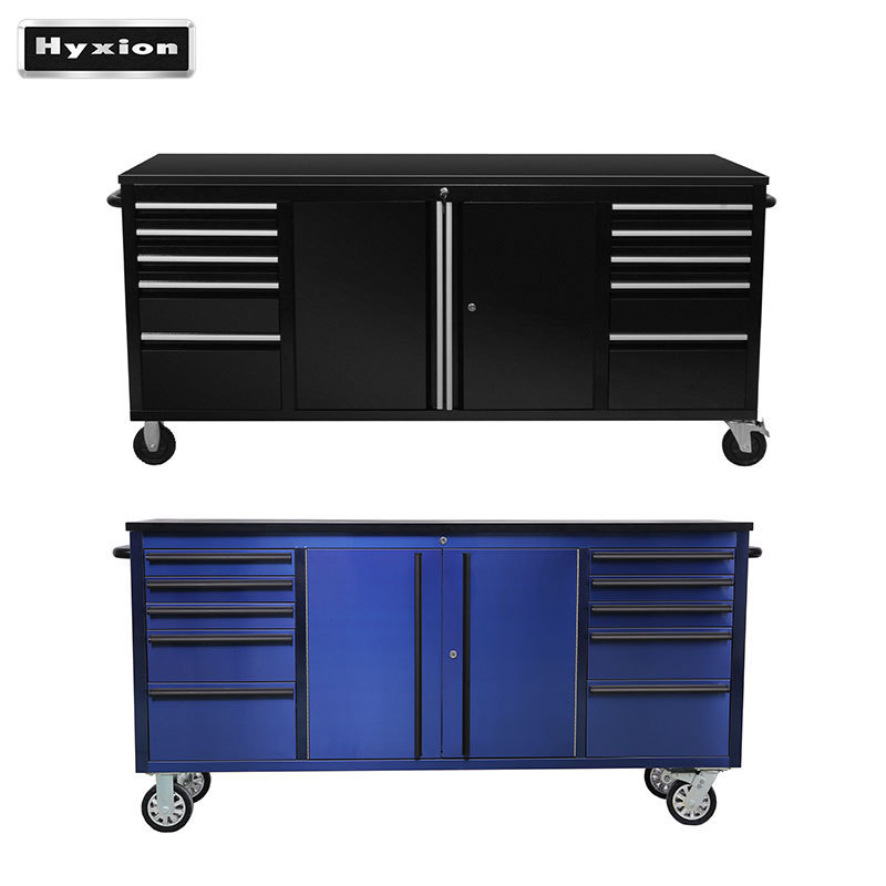 Hyxoin OEM Stainless steel garage tool Storage shop Workbench 72inch 10 Drawers  Lock with 4 Wheels Tool Chest