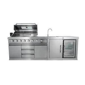 Hyxion 304 Stainless steel  BBQ 3 Piece Sink  wine cabinet outdoor kitchen Cabinet  with sink and grill