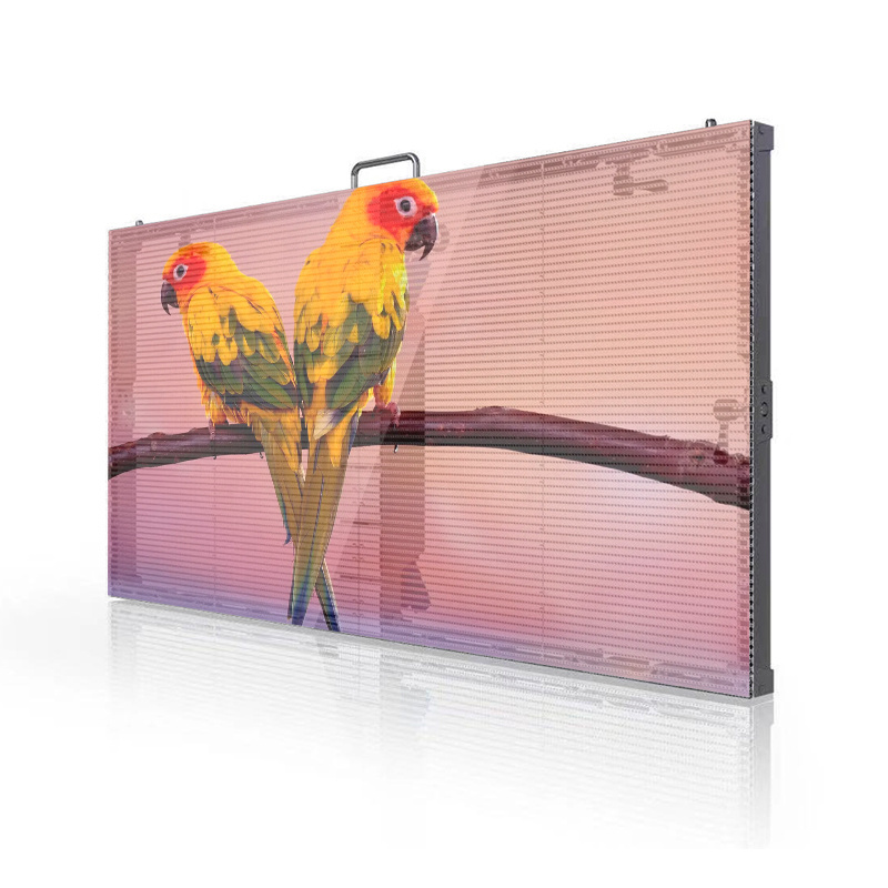 Outdoor transparent led screen light weight easy to install advertising led screen