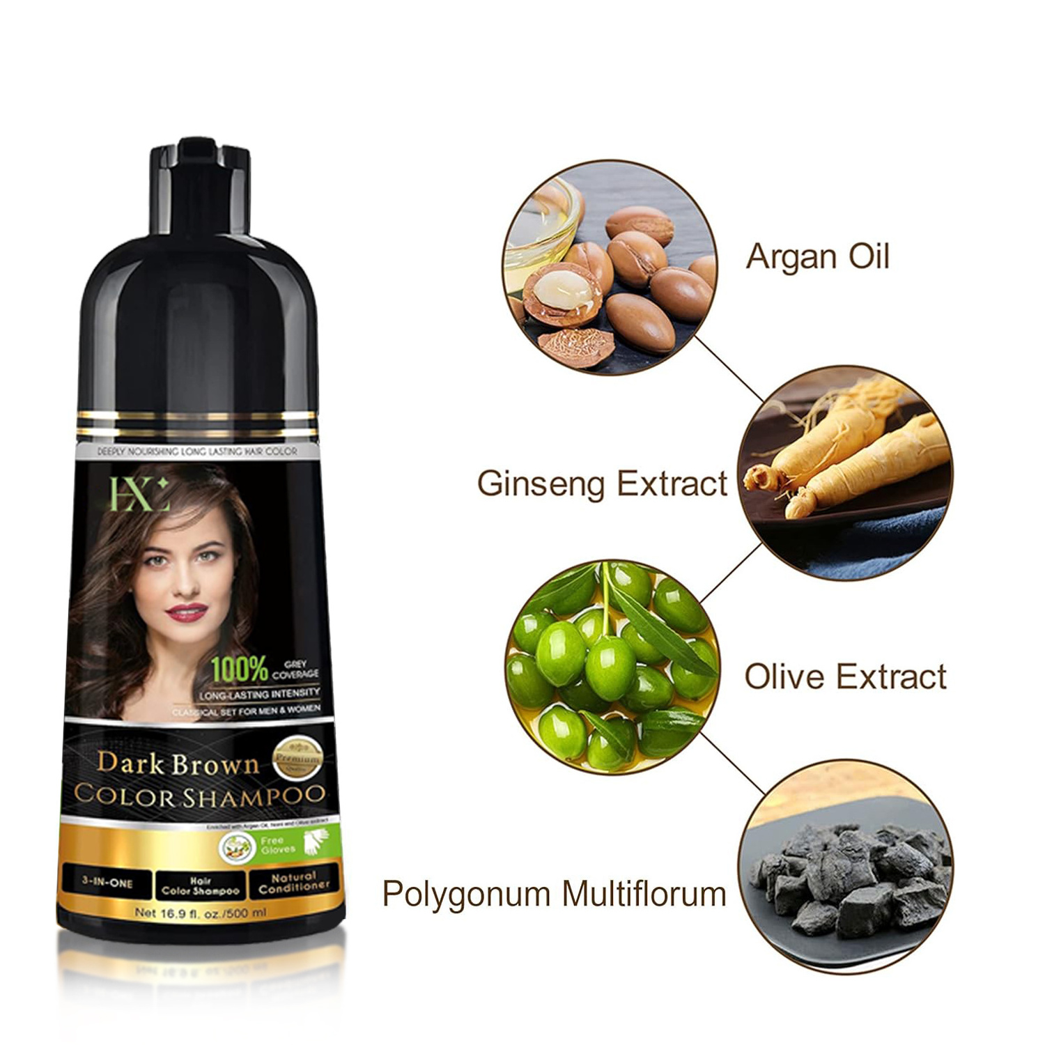 Wholesale Manufacturer 3 In 1 Herbal Ginger Ammonia Free No Ppd Oem Magic Permanent Fast Black Dye Hair Color Shampoo