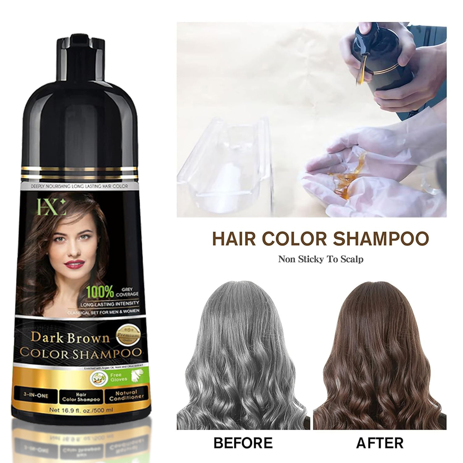 Wholesale Manufacturer 3 In 1 Herbal Ginger Ammonia Free No Ppd Oem Magic Permanent Fast Black Dye Hair Color Shampoo