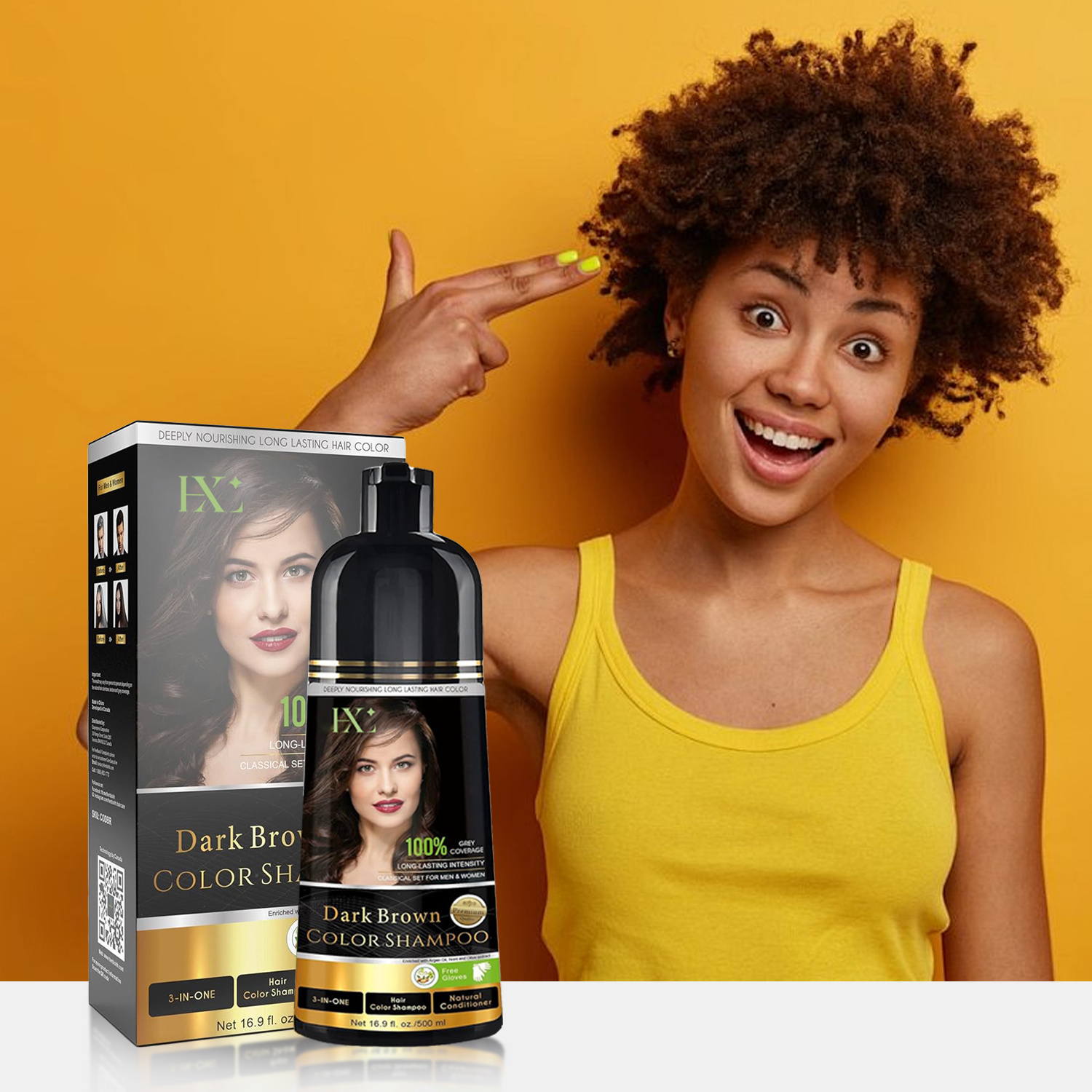 Wholesale Manufacturer 3 In 1 Herbal Ginger Ammonia Free No Ppd Oem Magic Permanent Fast Black Dye Hair Color Shampoo