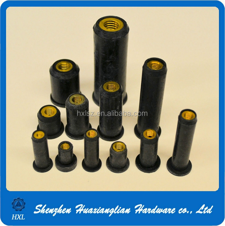 China hardware m3 m4 m5 m6 m8 epdm rubber rivet nut brass threaded well nuts flange expansion rubber anchor nut