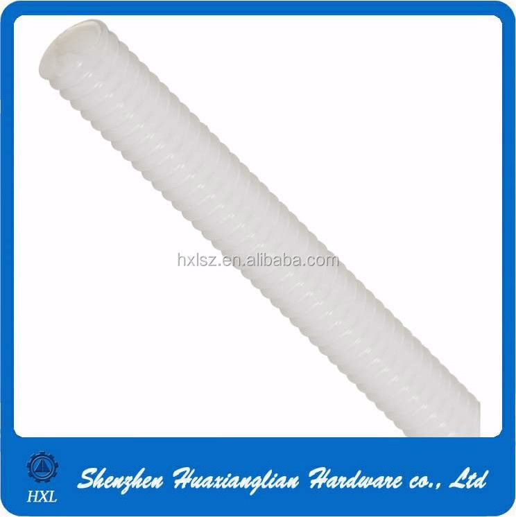 Length 5-1000mm white solid flexible plastic nylon threaded rod