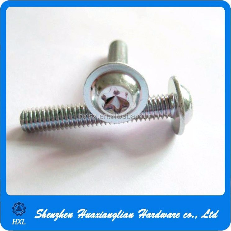 M2.5 M3M4 M5 M6 Zinc plated torx and socket truss head flange screw