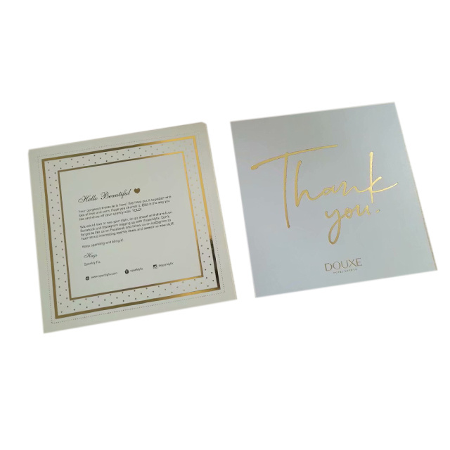 Customize foil stamping private brand Letterpress Thank You Cards for retail business card